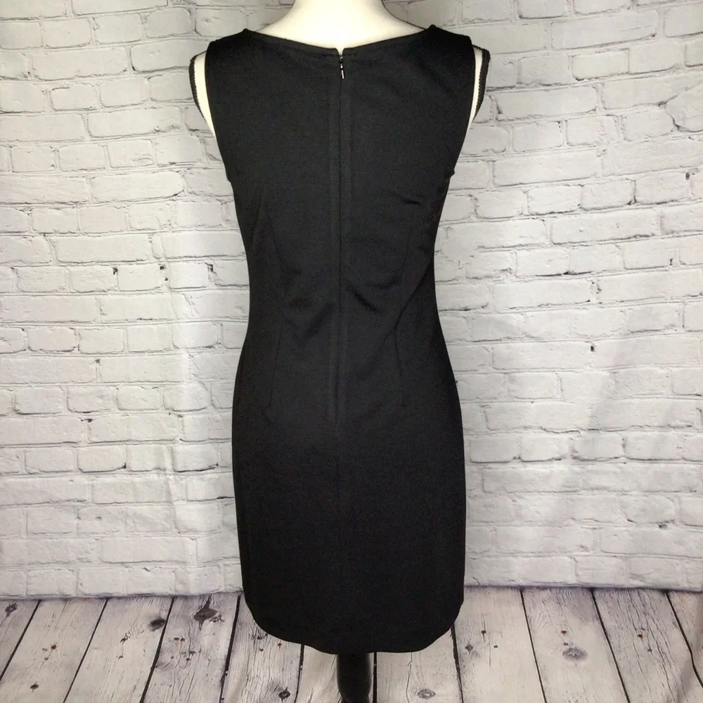 Banana Republic Factory Black Sleeveless Body Contour Dress Front Keyhole 2 NWT